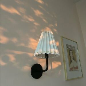 2 Mitzi Black Wall Sconce with White Pleated Shade